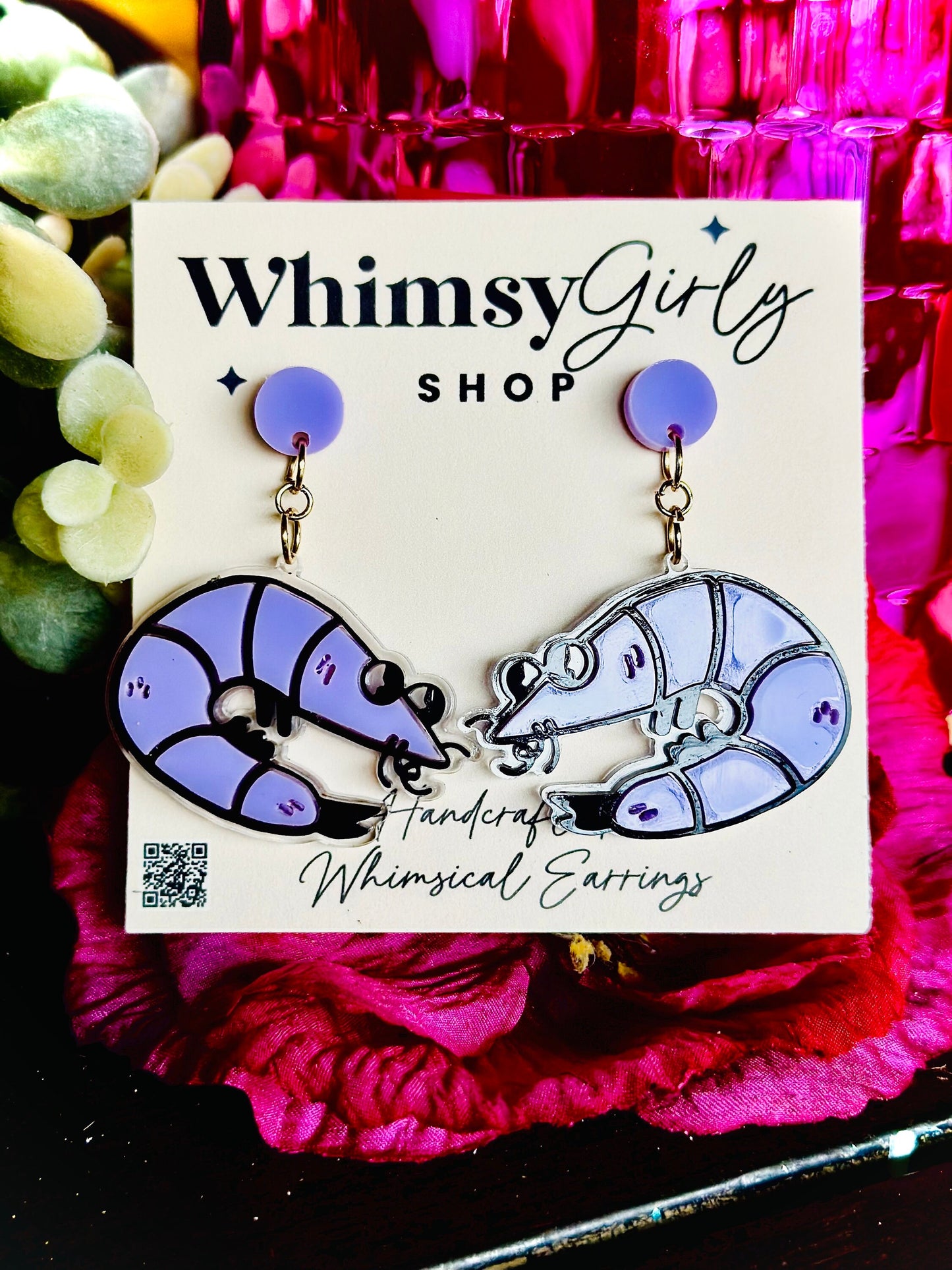 Handcrafted Acrylic Shrimp Earrings - Funky Statement Earrings - Beach Lover Gift - Quirky Shrimp Earrings - Funny Acrylic Jewelry