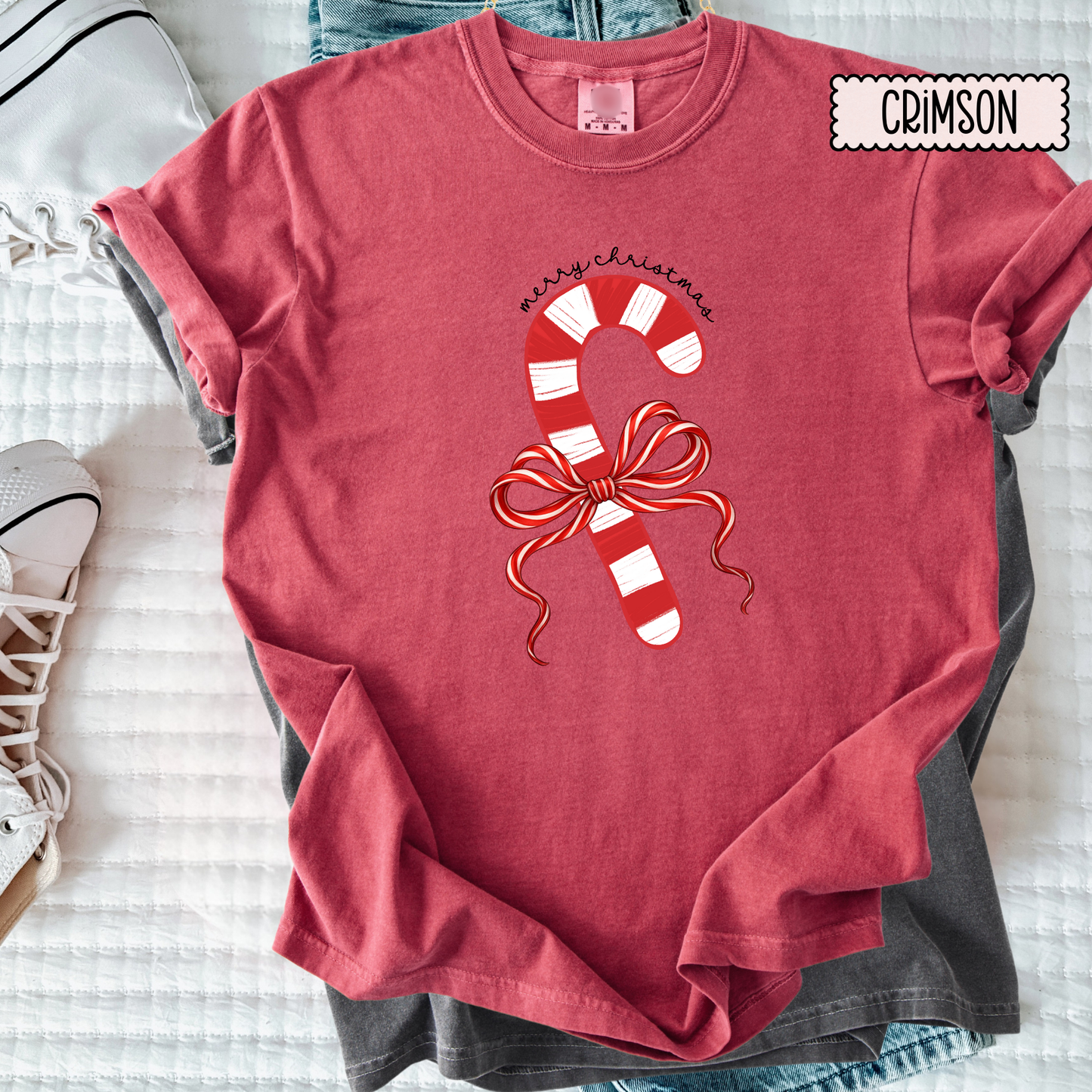 Candy Cane Christmas Shirt | Merry Christmas Graphic Tee | Cute Holiday Candy Cane Shirt for Women’s T-Shirt