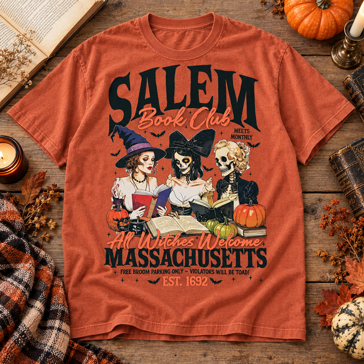 Yam Comfort Colors Halloween T-shirt featuring Salem Book Club All Witches Welcome