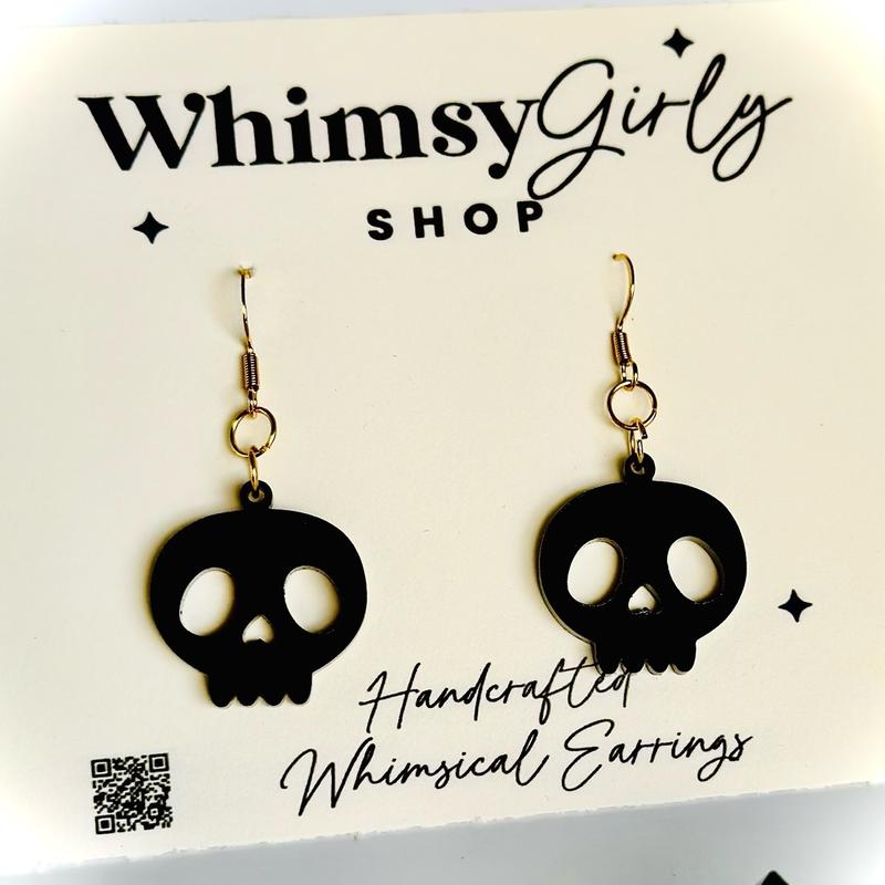 Whimsy Soulful Gazers Skull Drop Earrings Handmade Drop Earrings
