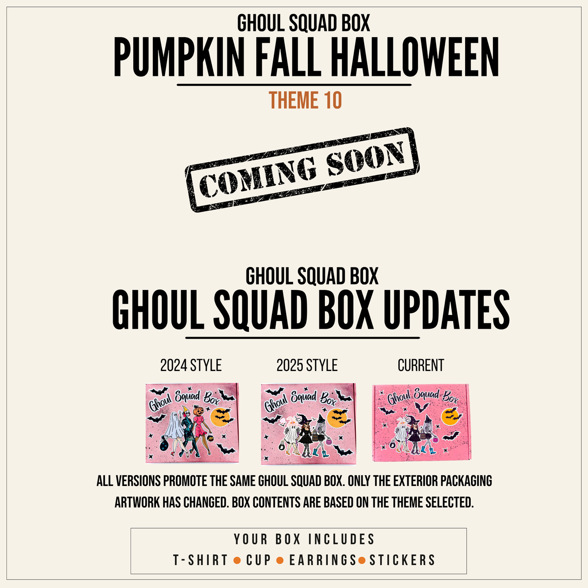 Ghoul Squad Halloween Gift Box | Women’s 5-Piece Apparel & Drinkware Set | T-Shirt, Tumbler, Earrings & Stickers