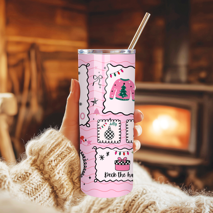 Santa Tumbler | Cute Whimsy Christmas Holiday Cup | Stainless Steel Tumbler