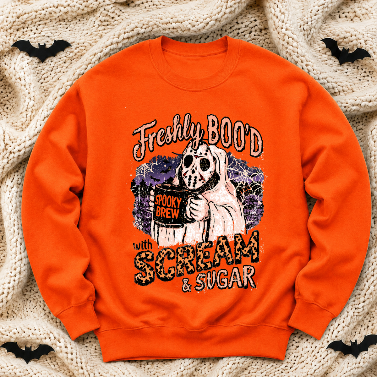 Freshly Boo’d Scream & Sugar Halloween Sweatshirt | Spooky Coffee Ghost Crewneck