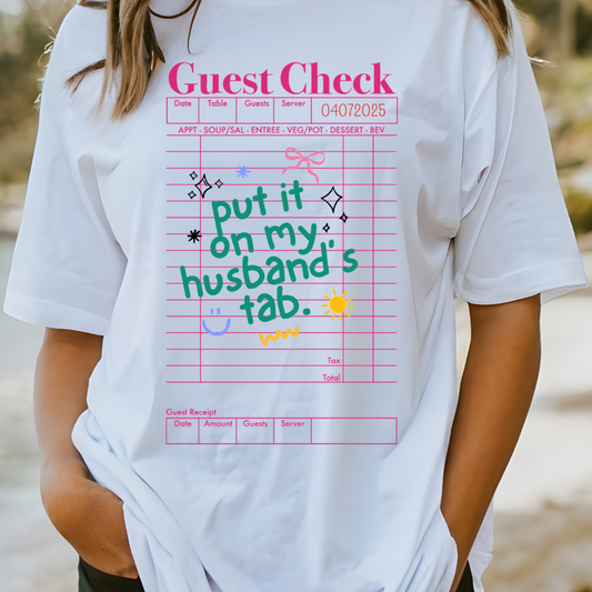 Put It on My Husband's Tab Graphic Tee – Comfort Colors Short Sleeve T-Shirt for Women Tee Funny Crewneck Short sleeve Comfort Colors T-shirt