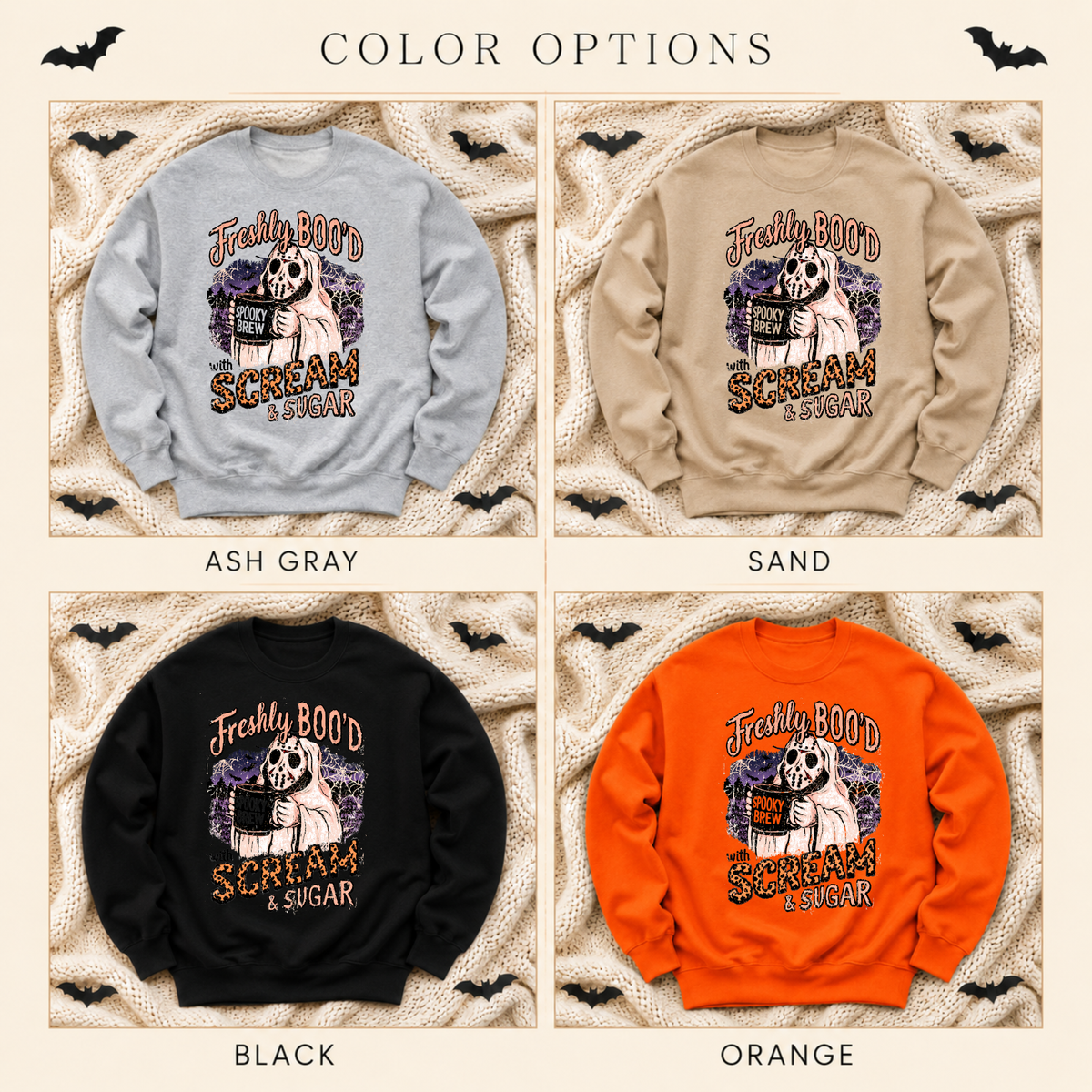 Freshly Boo’d Scream & Sugar Halloween Sweatshirt | Spooky Coffee Ghost Crewneck