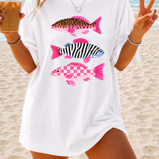 Preppy Fish Graphic Tee | Coastal Summer Shirt for Women | Beach Vacation T-Shirt