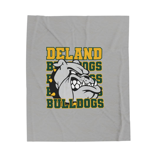 DeLand Bulldogs Spirit Gray Velveteen Plush Blanket