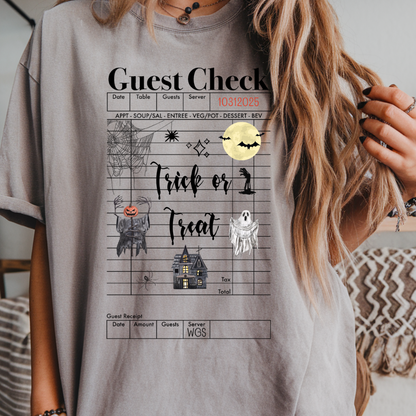 Trick or Treat Comfort Colors Soft Short Sleeve Womenswear Halloween Funny Crewneck Casual Top