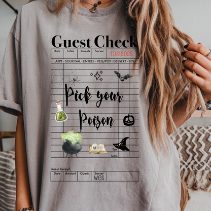 Pick Your Poison Comfort Colors Soft Short Sleeve Womenswear Halloween Funny Crewneck Casual Top
