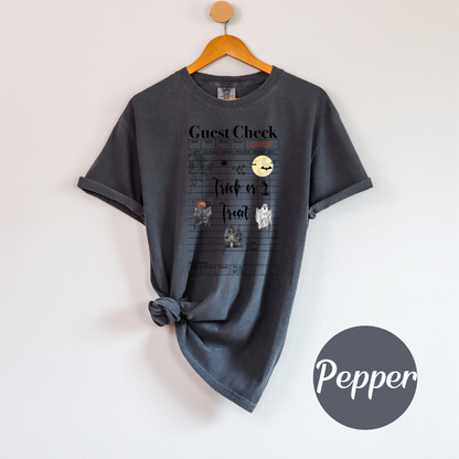 Trick or Treat Comfort Colors Soft Short Sleeve Womenswear Halloween Funny Crewneck Casual Top