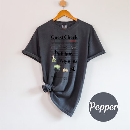 Pick Your Poison Comfort Colors Soft Short Sleeve Womenswear Halloween Funny Crewneck Casual Top