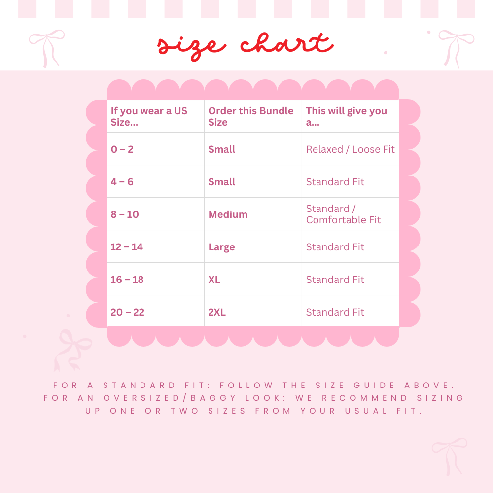 Size chart for unisex Valentine sweatshirts and t-shirts, including US size 8-10 to Medium conversion