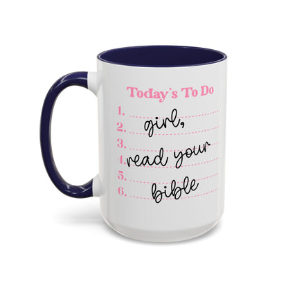 Today’s To-Do Christian Mug – 15oz Pink Handle & Interior Coffee Cup | Faith Gift for Women