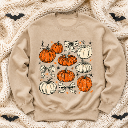Pumpkin Patch Halloween Sweatshirt | Retro Pumpkin & Bow Crewneck