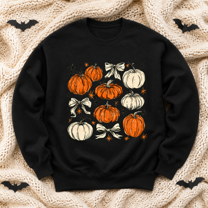 Pumpkin Patch Halloween Sweatshirt | Retro Pumpkin & Bow Crewneck