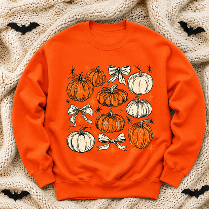 Pumpkin Patch Halloween Sweatshirt | Retro Pumpkin & Bow Crewneck