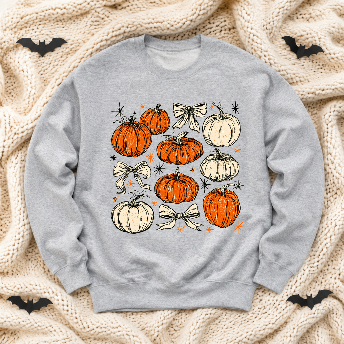 Pumpkin Patch Halloween Sweatshirt | Retro Pumpkin & Bow Crewneck