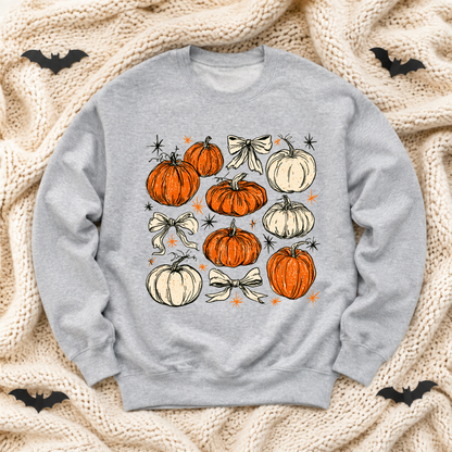 Pumpkin Patch Halloween Sweatshirt | Retro Pumpkin & Bow Crewneck