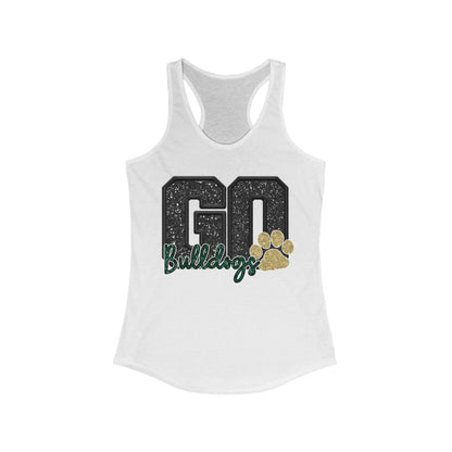 GO Bulldogs Faux Glitter Logo Racer Back Coach Tank Top
