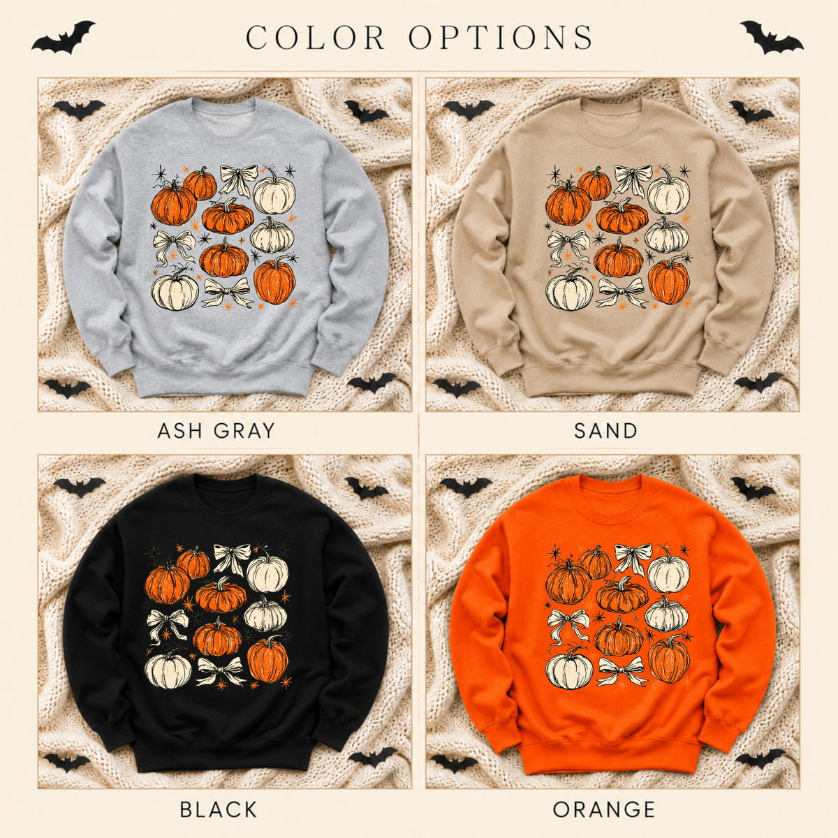 Pumpkin Patch Halloween Sweatshirt | Retro Pumpkin & Bow Crewneck