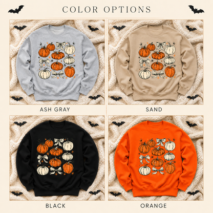 Pumpkin Patch Halloween Sweatshirt | Retro Pumpkin & Bow Crewneck