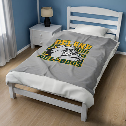 DeLand Bulldogs Spirit Gray Velveteen Plush Blanket