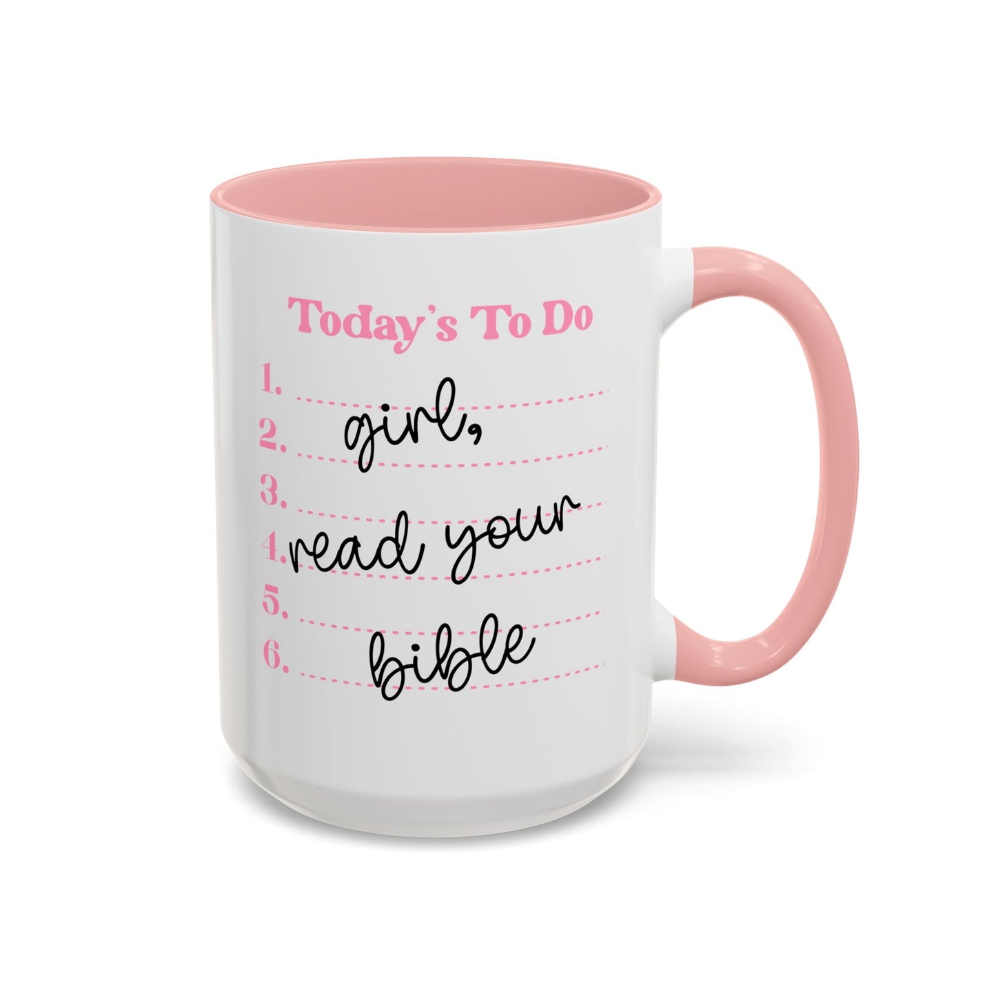 Today’s To-Do Christian Mug – 15oz Pink Handle & Interior Coffee Cup | Faith Gift for Women