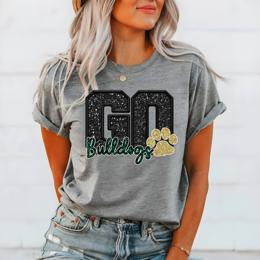 GO Bulldogs Faux Glitter Logo T-Shirt