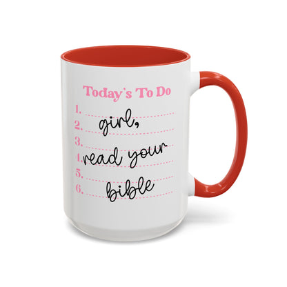 Today’s To-Do Christian Mug – 15oz Pink Handle & Interior Coffee Cup | Faith Gift for Women