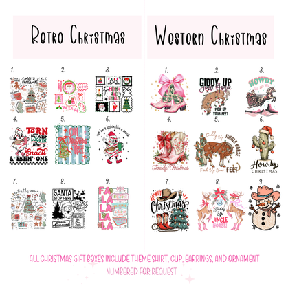 Women’s Christmas Gift Box | Pick Your Theme | Tee + Tumbler + Ornament + Earrings | Cute Holiday Gift Ideas