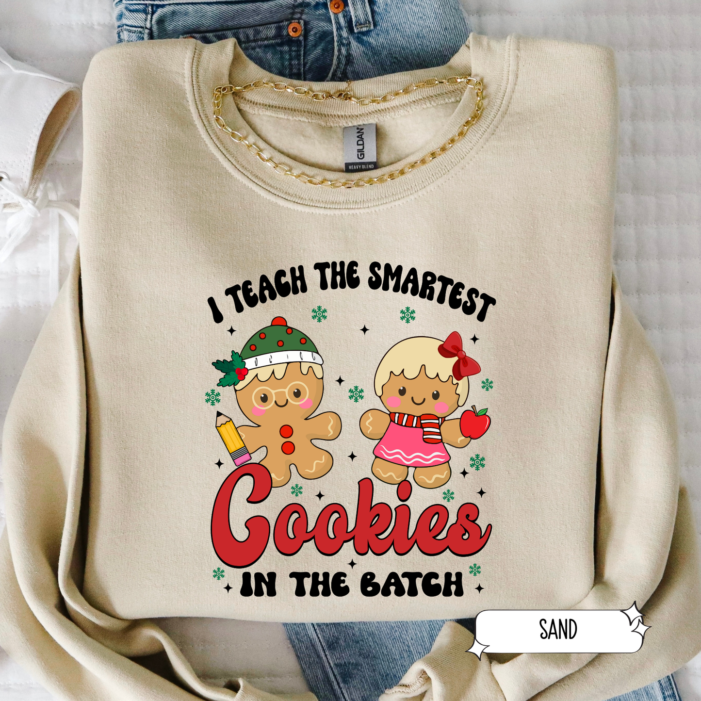 Smartest Cookies Teacher Christmas Sweatshirt | Cute Holiday Teacher Crewneck | Christmas Classroom Shirt for Women