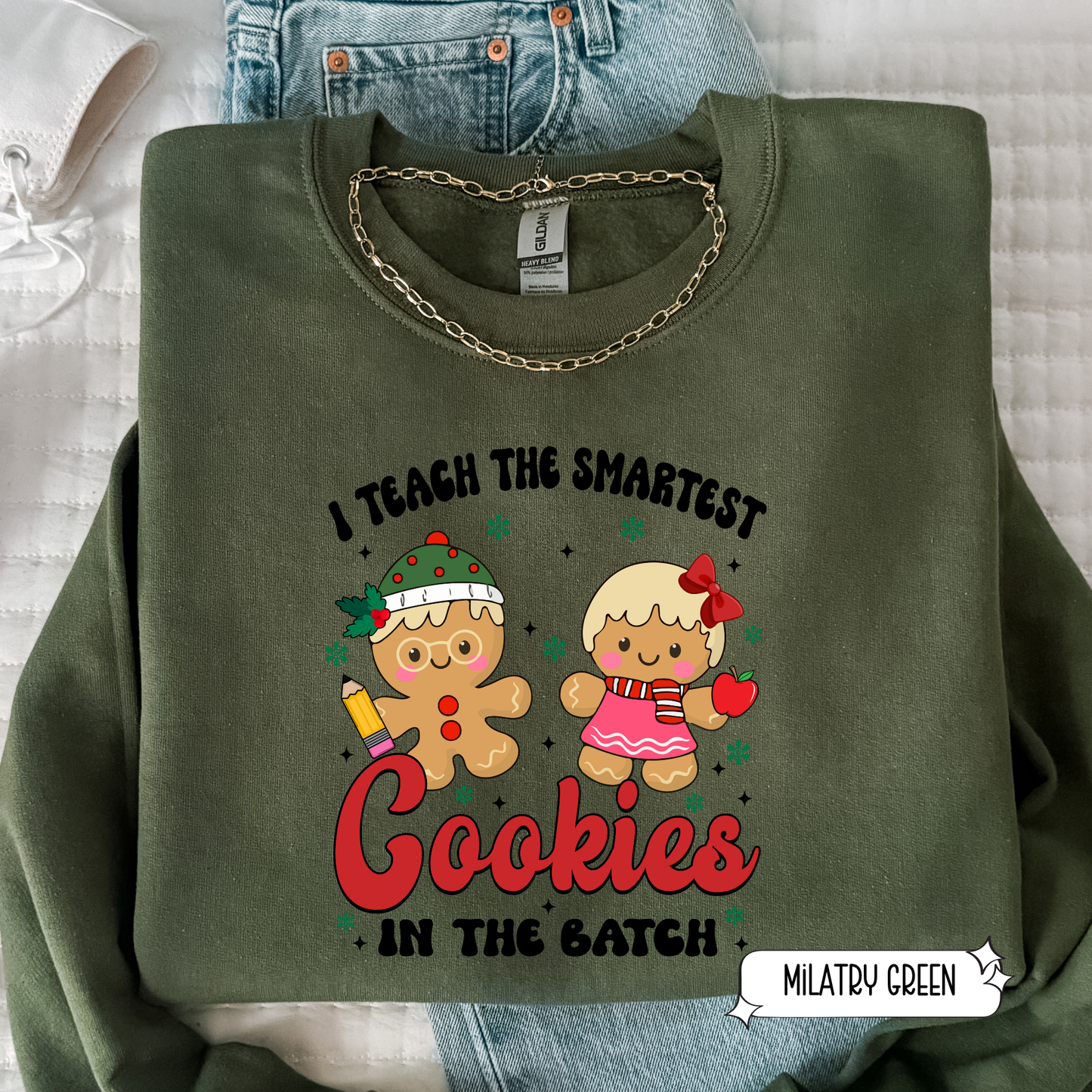 Smartest Cookies Teacher Christmas Sweatshirt | Cute Holiday Teacher Crewneck | Christmas Classroom Shirt for Women