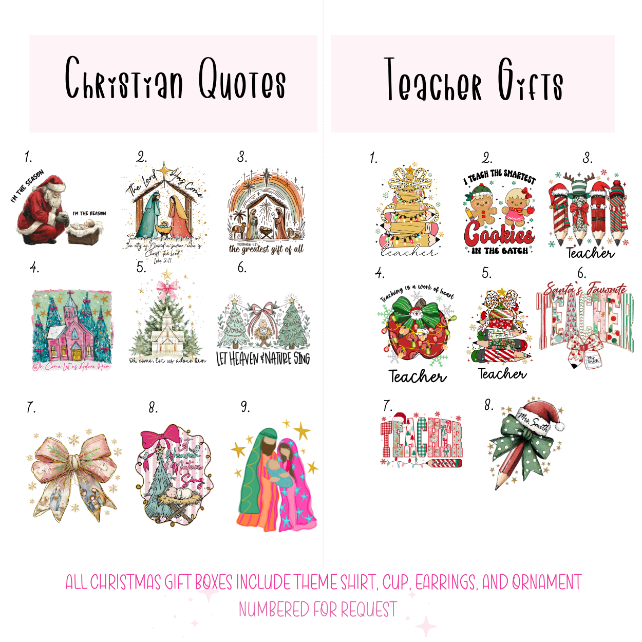 Women’s Christmas Gift Box | Pick Your Theme | Tee + Tumbler + Ornament + Earrings | Cute Holiday Gift Ideas