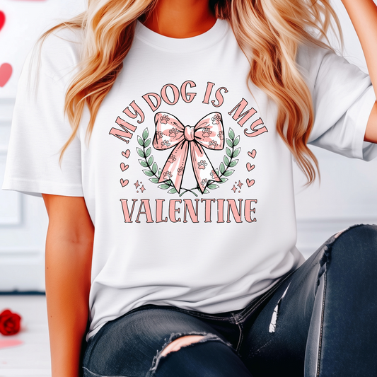 My Dog is My Valentine Bow Tee