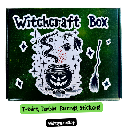 Witch Halloween Gift Set Box – T-Shirt, Tumbler, Earrings & Stickers OOTD for Women, Party Outfit Set