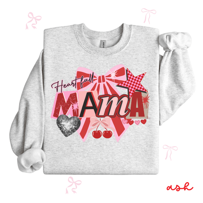 Mama Valentine Sweatshirt | Coquette Bow Graphic | Cute Heart Mama Pullover