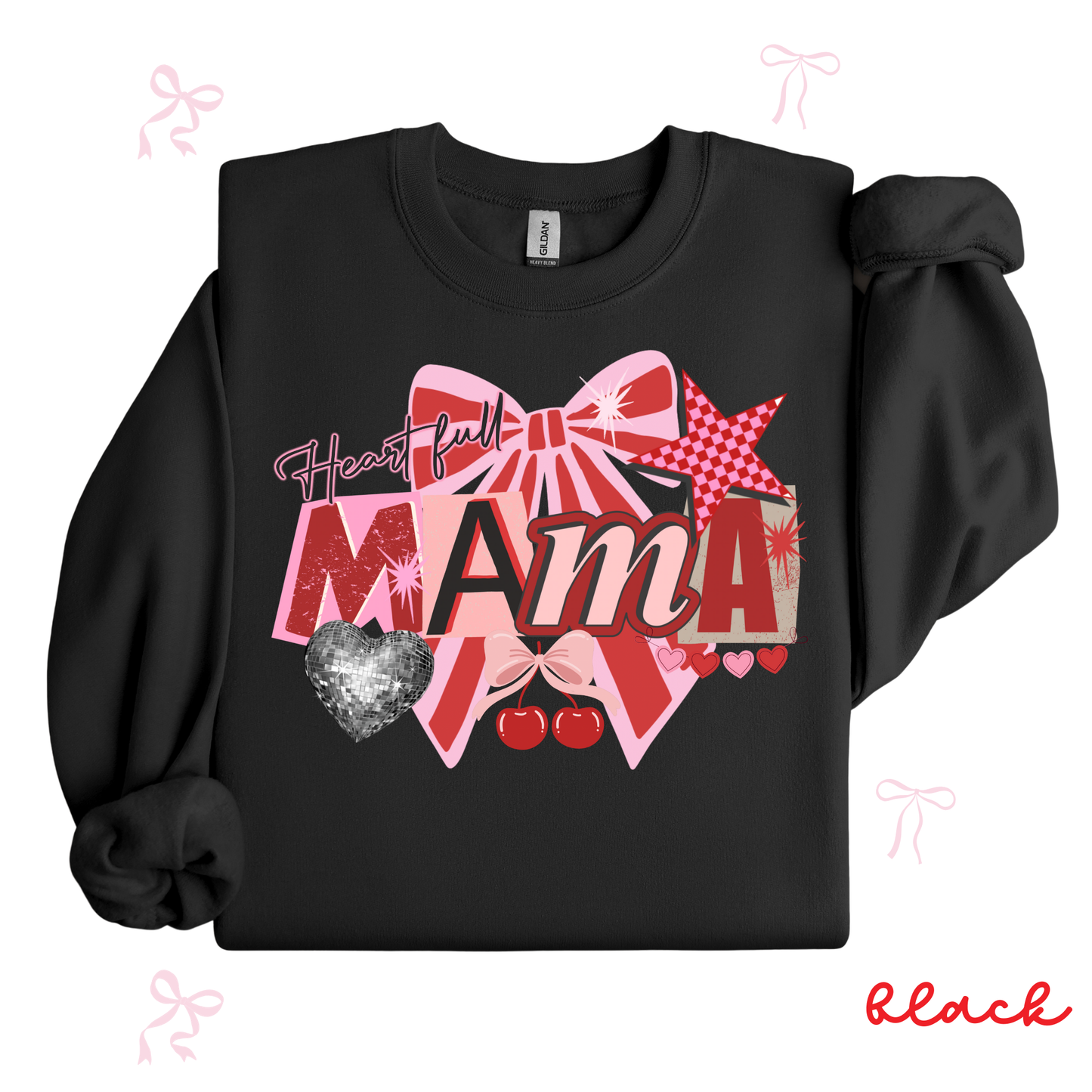 Mama Valentine Sweatshirt | Coquette Bow Graphic | Cute Heart Mama Pullover