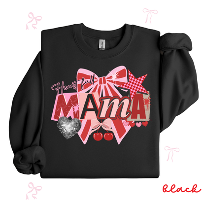 Mama Valentine Sweatshirt | Coquette Bow Graphic | Cute Heart Mama Pullover