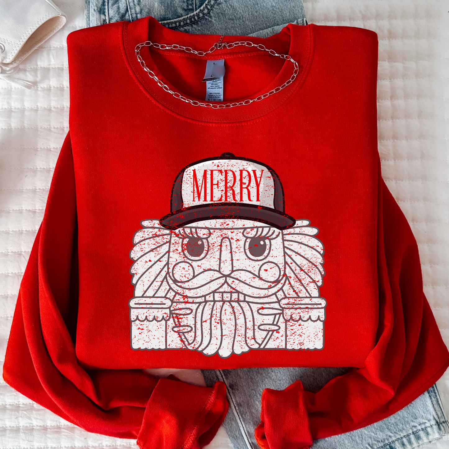 Merry Nutcracker Sweatshirt | Cute Christmas Crewneck | Cozy Holiday Nutcracker Top