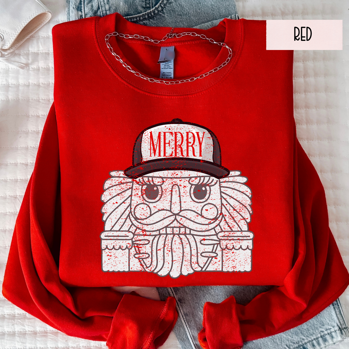 Merry Nutcracker Sweatshirt | Cute Christmas Crewneck | Cozy Holiday Nutcracker Top