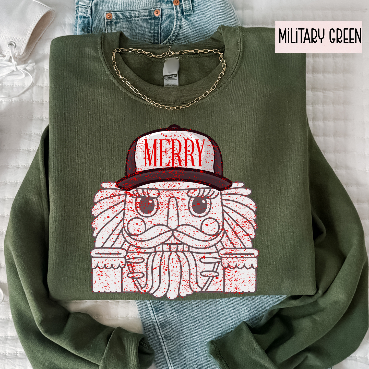 Merry Nutcracker Sweatshirt | Cute Christmas Crewneck | Cozy Holiday Nutcracker Top