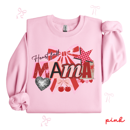 Mama Valentine Sweatshirt | Coquette Bow Graphic | Cute Heart Mama Pullover
