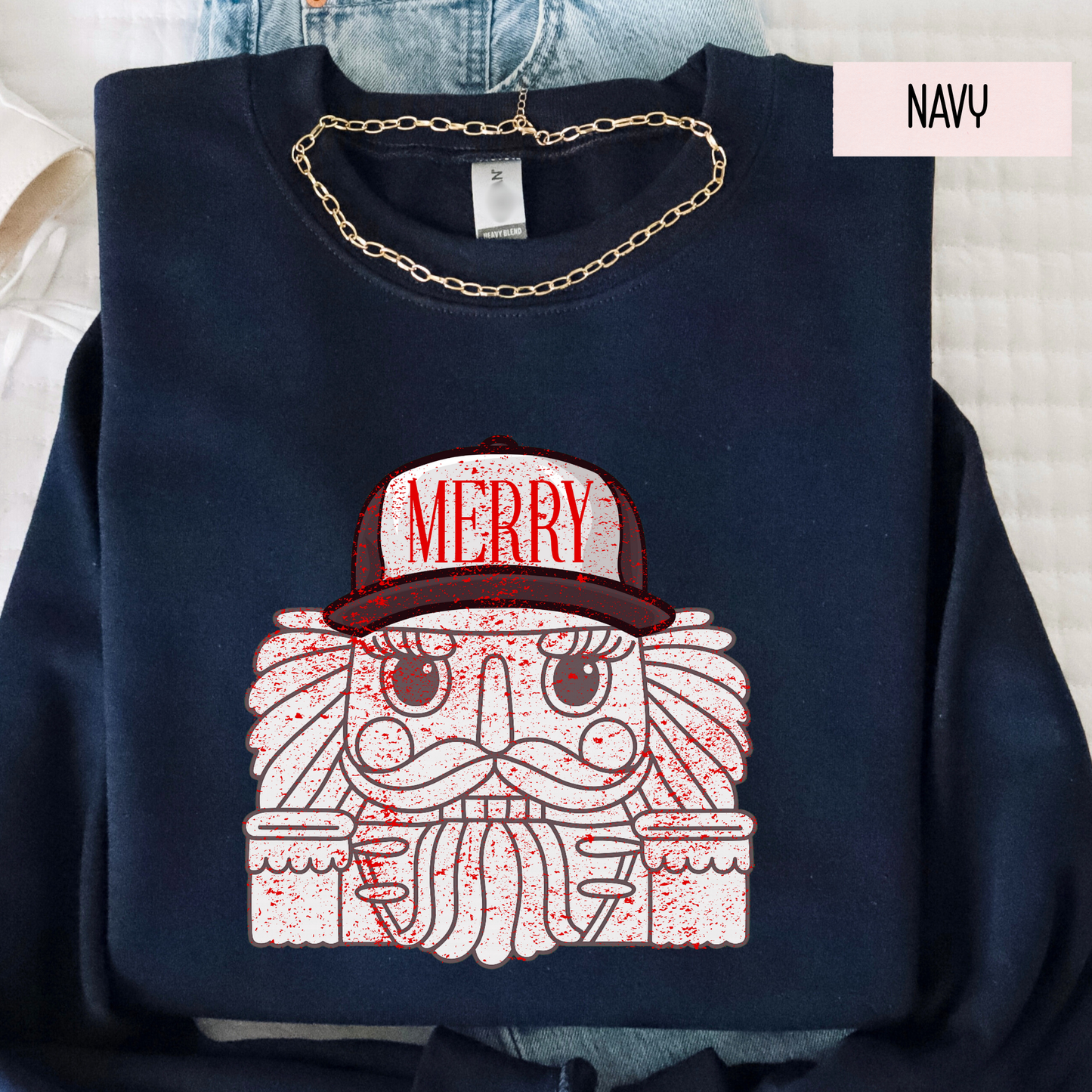 Merry Nutcracker Sweatshirt | Cute Christmas Crewneck | Cozy Holiday Nutcracker Top