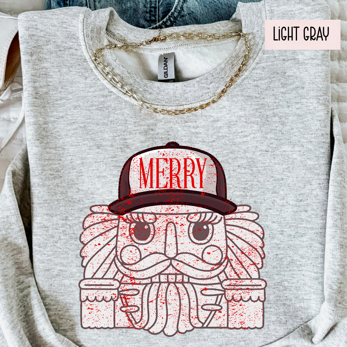 Merry Nutcracker Sweatshirt | Cute Christmas Crewneck | Cozy Holiday Nutcracker Top