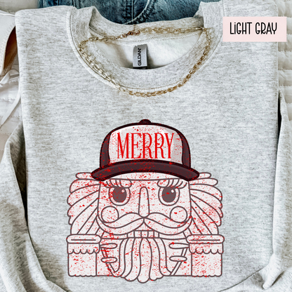 Merry Nutcracker Sweatshirt | Cute Christmas Crewneck | Cozy Holiday Nutcracker Top