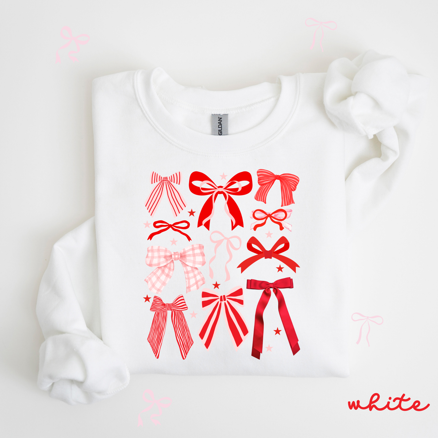 Valentine Bow Sweatshirt | Pink Coquette Style | Cute Valentine Outfit for Women