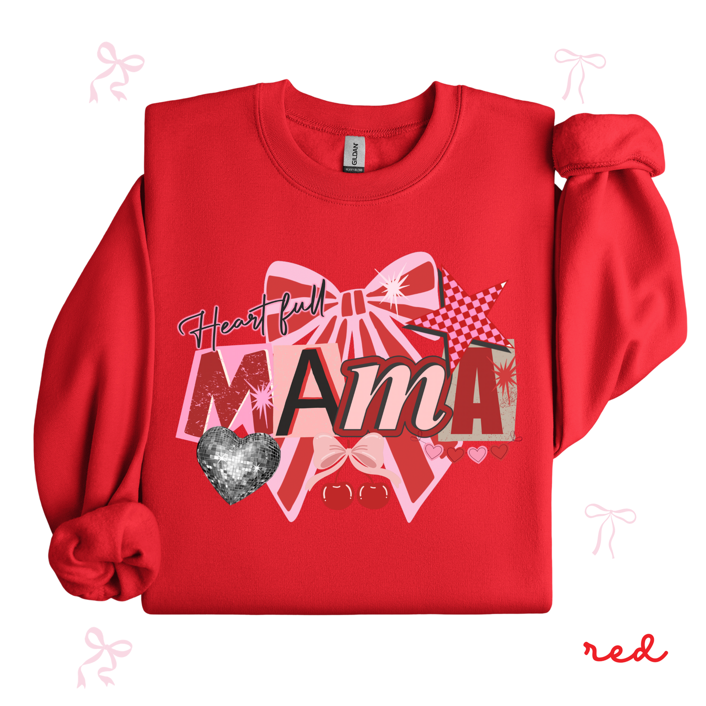 Mama Valentine Sweatshirt | Coquette Bow Graphic | Cute Heart Mama Pullover