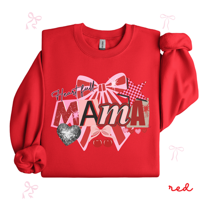 Mama Valentine Sweatshirt | Coquette Bow Graphic | Cute Heart Mama Pullover