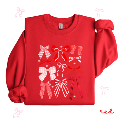 Valentine Bow Sweatshirt | Pink Coquette Style | Cute Valentine Outfit for Women