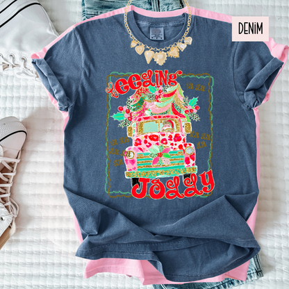 Feeling Jolly Christmas Tee | Cute Girly Holiday Shirt | Bright Retro Santa Christmas Top